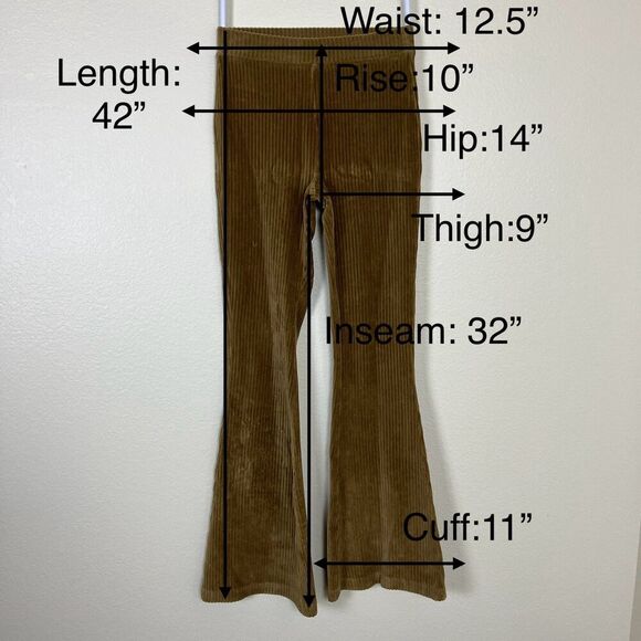 Aerie Women's Size XS Groove Corduroy Pull On Flare Pants Velour Leggings Retro - Picture 4 of 9
